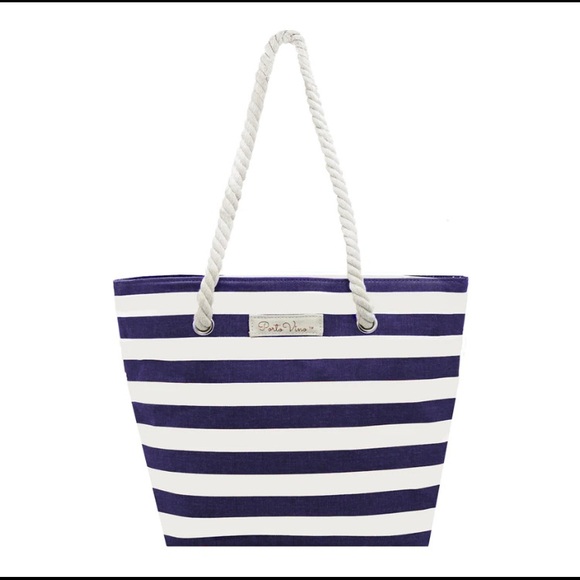 NWT. Porto Vino wine hotel bag. Blue and white stripes. New with tags - Picture 2 of 4